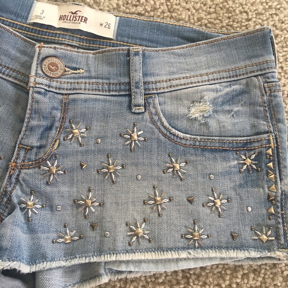 Hollister embellished denim shorts Sz 3 low rise Y2K! - Picture 7 of 9